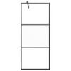 vidaXL Walk-in Shower Wall 35.4"x76.8" Half Frosted ESG Glass Black - 3 of 4
