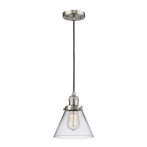 Cone - 1 Light Cord Hung Mini Pendant In Industrial Style-10 Inches Tall and 8 Inches Wide - 1 of 1