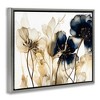 Stupell Industries Navy & Gold Flowers Black Framed Floater Canvas Wall Art - 3 of 4