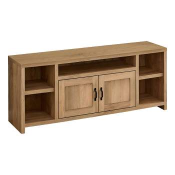 Modern Farmhouse Wood Look 2 Door 5 Shelf TV Stand for TVs up to 60" Gold/Pine - EveryRoom