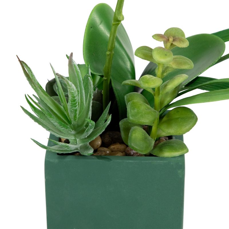 Northlight 12" Orchid and Succulents Artificial Potted Flower Arrangement - Green/White, 5 of 9