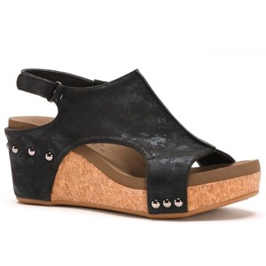 Corkys Boutique Womens Carley Faux Leather Wedge Heel Sandals - 1 of 2