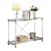 Okak 43.31IN Entryway Table with Glass Top and Chrome Frame, Console Table with Bottom Shelf, Accent Table for Living Room, Bedroom, Chrome - 3 of 4