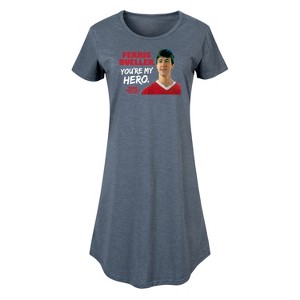 Women's Ferris Bueller's Day Off Ferris My Hero Graphic T-shirt Dress - Heather Blue - Small - 1 of 4