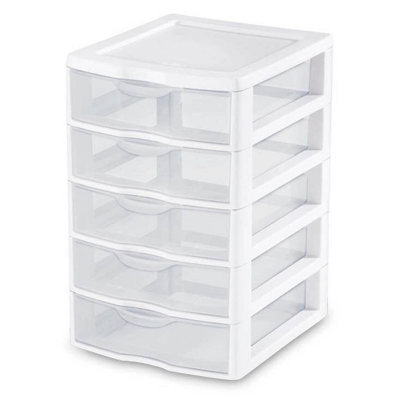 Sterilite Clearview Small Clear Plastic Stackable 5 Drawer Storage System for Desktop and Drawer Household Organization for Stationary or Pens, 3 of 8