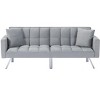 DOMETOUR 74 Inch Futon Sofa Bed Upholstered Sleeper, Adjustable Back Convertible Sofa Bed for Living Room Bedroom Furniture - 4 of 4