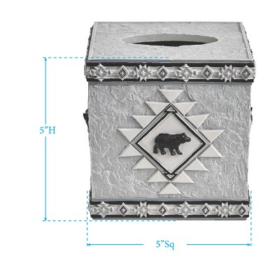 Gray and Black Resin Southwestern Tissue Box Cover
