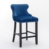DOMETOUR Velvet Upholstered Wing-Back Barstools with Button Tufted DecorationBand Chrome Nailhead Trim Leisure Style Bar Chair Set of 2 - 3 of 4