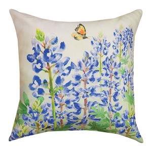 18x18 Inch Bluebonnets in Bloom Polyester Decorative Pillow by Manual Woodworkers and Weavers - 1 of 3