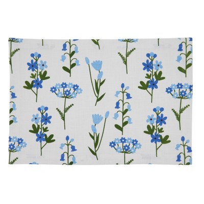 Saro Lifestyle Floral Placemat (Set of 4 pcs), Blue