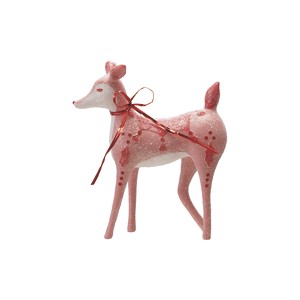 Storied Home Resin Deer with Wire Ribbon, Pink, Red and White - 1 of 1