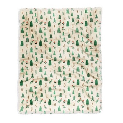 50"x60" Pimlada Phuapradit Tiny Pine Trees Woven Throw Blanket Green - Deny Designs