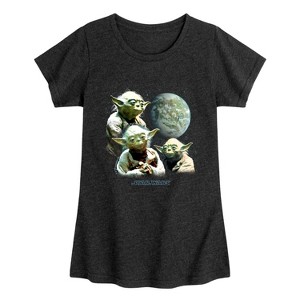 Girls' - Star Wars - Yoda Death Star Toddler And Youth Girls Fitted Short Sleeve Tee Fitted Short Sleeve Graphic T-Shirt - 1 of 3