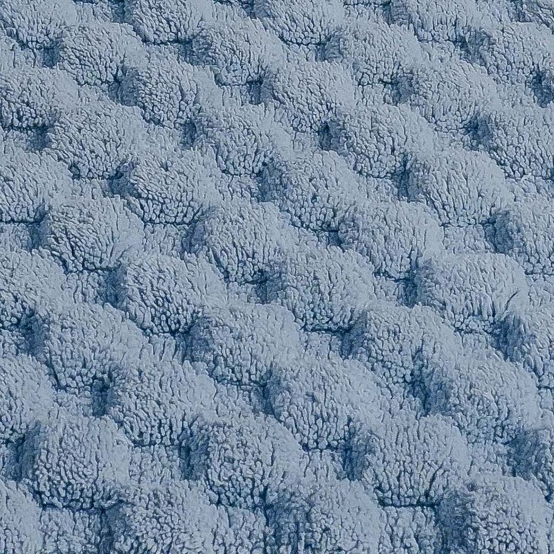 Knightsbridge Luxurious Block Pattern High Quality Year Round Cotton With Non-Skid Back Bath Rug Light Blue, 4 of 5