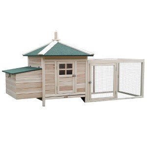 Resenkos Rabbit Hutch, Duck Cage Hutch,Chicken Coop, 77" Wooden Chicken Coop with Nesting Box, Removable Tray, Ramp Run, Natural - 1 of 4