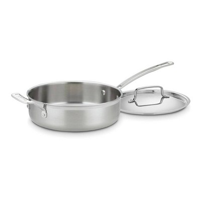 Cuisinart MultiClad Pro 5.5 qt. Stainless Steel Saute Pan with Lid with  Dual Handles MCP5530N - The Home Depot