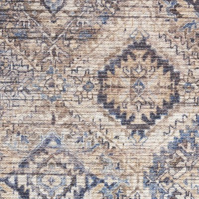 Ivory and Latte Medallion Cotton Chenille 4' x 6' Area Rug