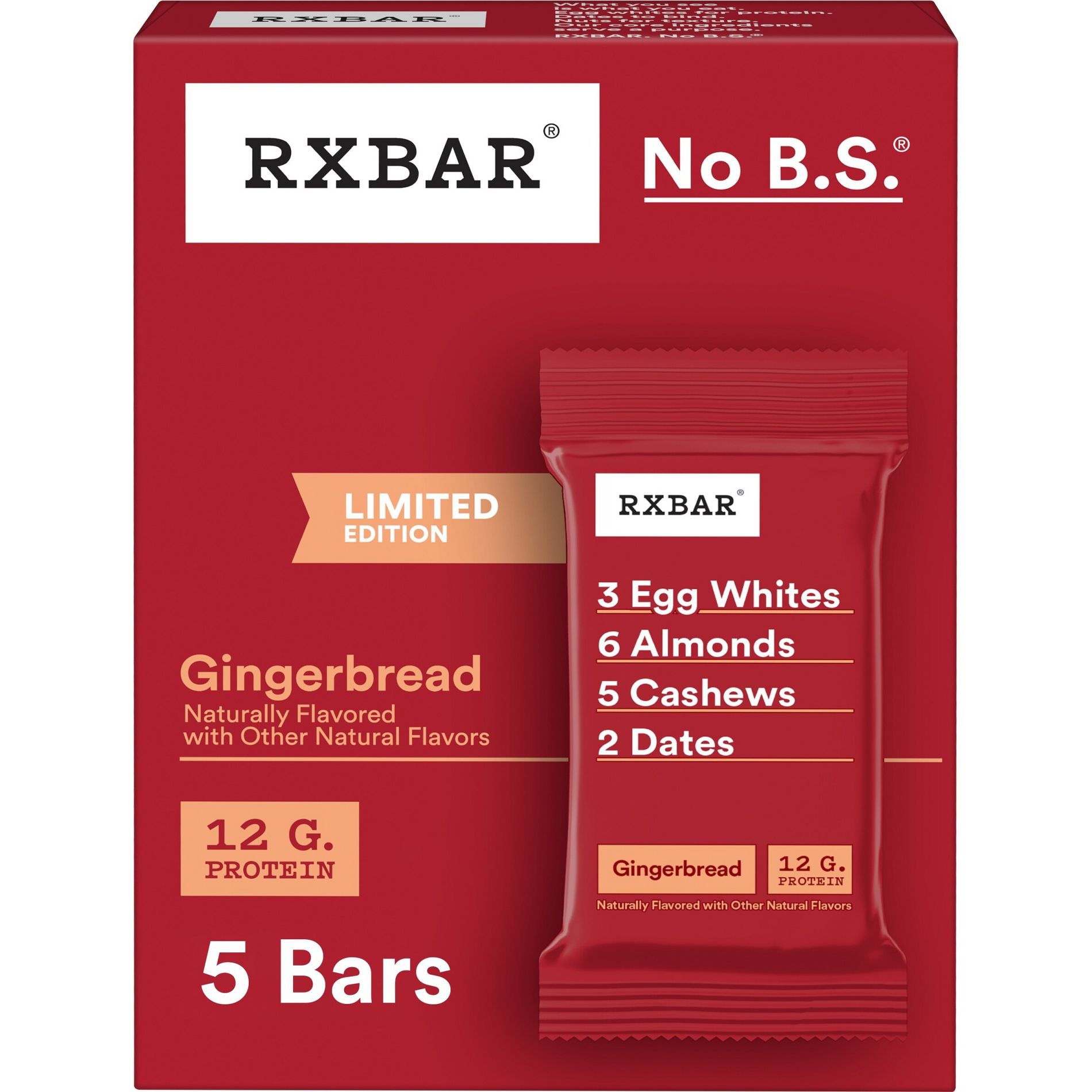 RXBAR Gingerbread Protein Bars - 12g Protein - 9.1/5ct