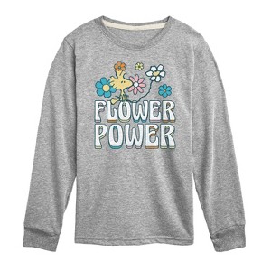 Boys' - Peanuts - Flower Power Long Sleeve Graphic T-Shirt - 1 of 4
