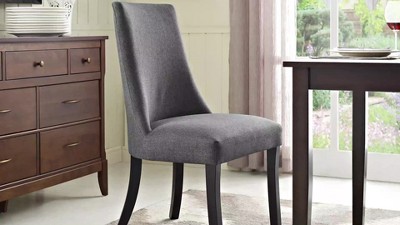 Elegance Beige Microfiber Parsons Side Chair with Wood Legs