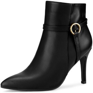 Perphy Women's Pointy Toe Buckle Strap Stiletto Heel Ankle Boots - 1 of 3