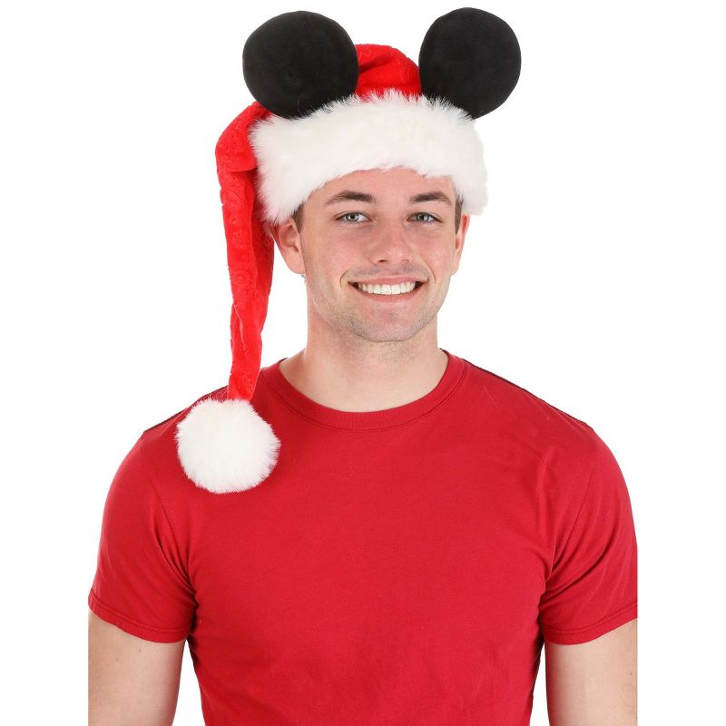 HalloweenCostumes.com One Size Fits Most   Disney Mickey Mouse Santa Cap | Disney Hats, Black/Red/White, 1 of 7