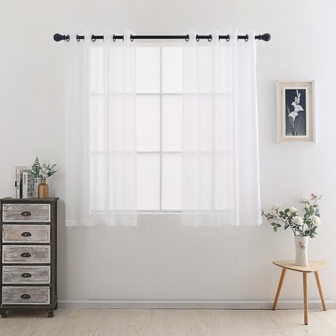 GoodGram Montauk Accents 2 Piece Grommet Top Summery Sheer Voile Window  Curtain Panels For Small/Short Windows - 45 in. Long - White