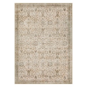Lahome Vintage Full Coverage Floral Border Short Pile Velvet Rectangular Indoor Area Rug - 1 of 4
