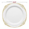 Smarty Had A Party 10.25" White w/ Gold Fancy Plastic Dinner Plates - 120 Plates - 3 of 4