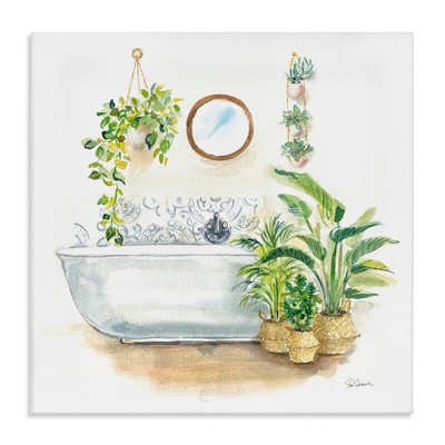 Stupell Industries Serene Bathroom Interior with Greenery Plants Painting