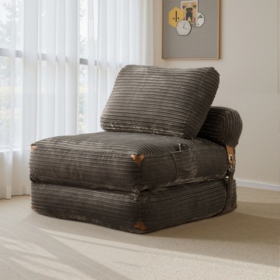 XIZZI Foldable Sofa Bed, Convertible to Bed for Small Spaces, Space Saving Indoor Corduroy Sleeper Chair for Apartments in Gray, Black or Beige