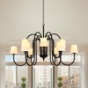 PAKOKULA Modern 12-Light Black Branch Farmhouse Sputnik Chandelier with White Opal Glass Shades for Kitchen Island or Dining Room - 2 of 4
