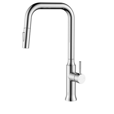 Elegant Lighting Noor Single Handle Pull Down Sprayer Kitchen Faucet in Chrome