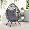 Outsunny Patio Wicker Lounge Chair with Soft Cushion, Outdoor/Indoor PE Rattan Egg Teardrop Cuddle Chair with Height Adjustable Knob for Garden - 2 of 4