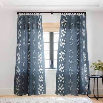 Sheila Wenzel Ganny Minimal Blue Mudcloth Single Panel Sheer Window Curtain - Deny Designs