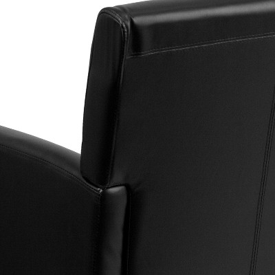 Black Leather Executive Side Chair with Mahogany Legs