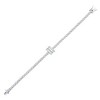Bella Silver Sterling Silver, Emerald-Cut & Round CZ Tennis Bracelet - Silver - 7.25 Inch - 2 of 3