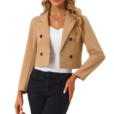 INSPIRE CHIC Women's Notched Lapel Collar Button Casual Office Blazers