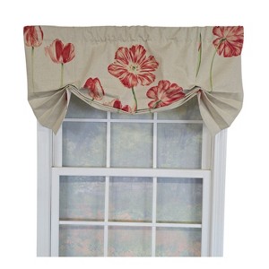 RLF Home 100% Cotton La Tulipe Butterfly With Poly/Cotton Ivory lining Rod Pocket Valance 50" x 16" Linen - 1 of 4