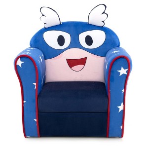 Costway Kid's Sofa Chair Toddler Upholstered Armchair Wooden Frame Children Couch Navy - 1 of 4