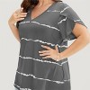 Clearlove Plus Size Tops for Women Summer Criss Cross Elbow Sleeve Shirts Dressy Casual Loose Fit Oversized Floral Blouses - 2 of 3