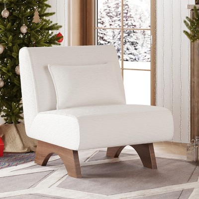 GlasFlength Accent Chairs Leisure and Reading Lounge Armless chair, Suitable for Living Room, Bedroom, Office, White, 28.7"*34.3"*31.9"