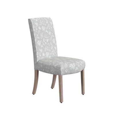 Cream Upholstered Linen Parsons Side Chair with Wood Legs, Set of 2