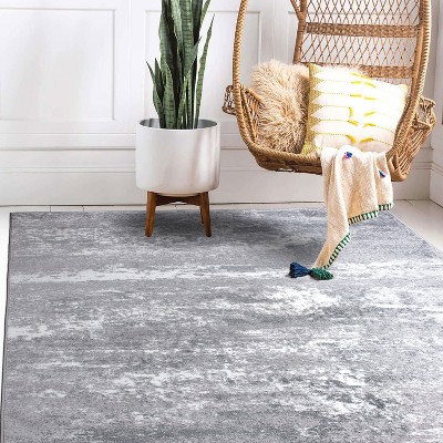 Easy-Care Gray Abstract Synthetic Area Rug, 3'3"x5'