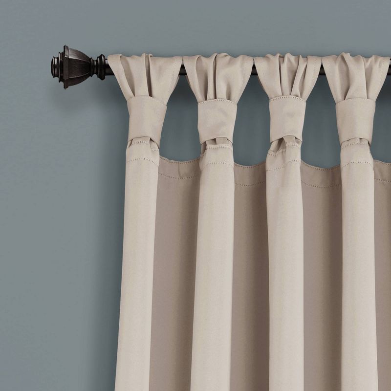 Set of 2 Insulated Knotted Tab Top Blackout Window Curtain Panels - Lush Décor, 3 of 9
