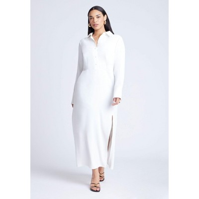 ELOQUII Women's Plus Size Collared Maxi Shirt Dress