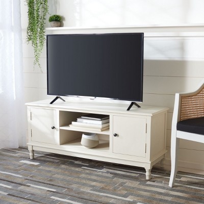 Countryside Charm Distressed White 53" Media Stand with Cabinet