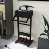 HDZNVF Clothing Rack with Storage Shelves, Wooden Valet Stand for Men Women - 2 of 4