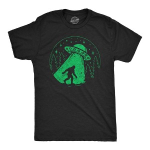 Mens Funny T Shirts Bigfoot Alien Abduction Sarcastic UFO Graphic Tee For Men - Crazy Dog Men's T Shirt - 1 of 4