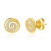 Bella Silver Sterling Silver, Pave CZ Swirl Design Necklace & Earrings Set - Gold Plated - Gold - 16+2 Inch - 2 of 4